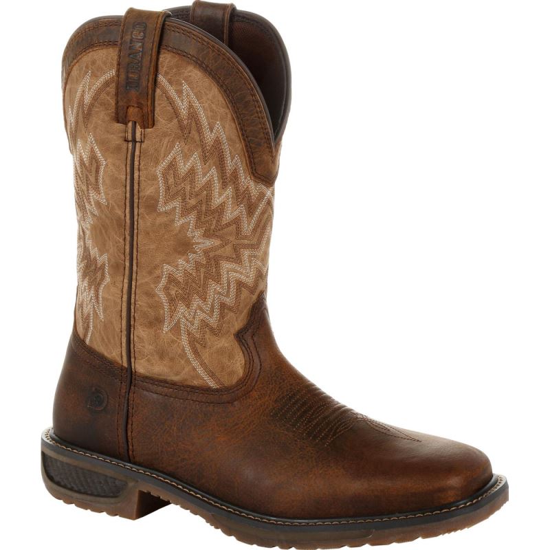 Durango|WorkHorse Steel Toe Western Work Boot-Saddle Brown And Peanut