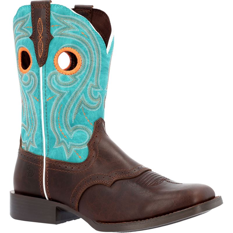 Durango|Westward Women's Hickory Turquoise Western Boot-Hickory And Turquoise