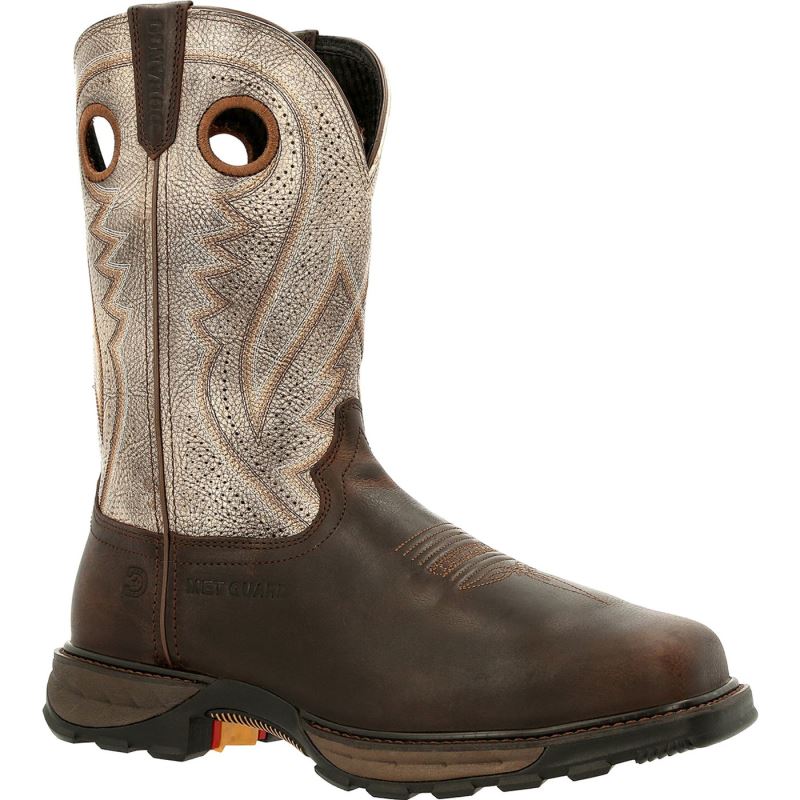 Durango|Maverick XP Composite Toe Met-Guard Ventilated Western Work Boot-Dark Brown And Fog