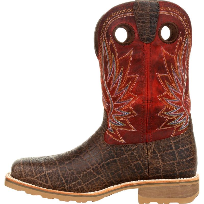 Durango|Maverick Pro Steel Toe Waterproof Western Work Boot-Safari Elephant And Crimson