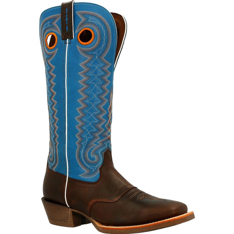 Durango|Rebel Pro Dark Chestnut Buckaroo Western Saddle Boot-Dark Chestnut Brilliant Blue