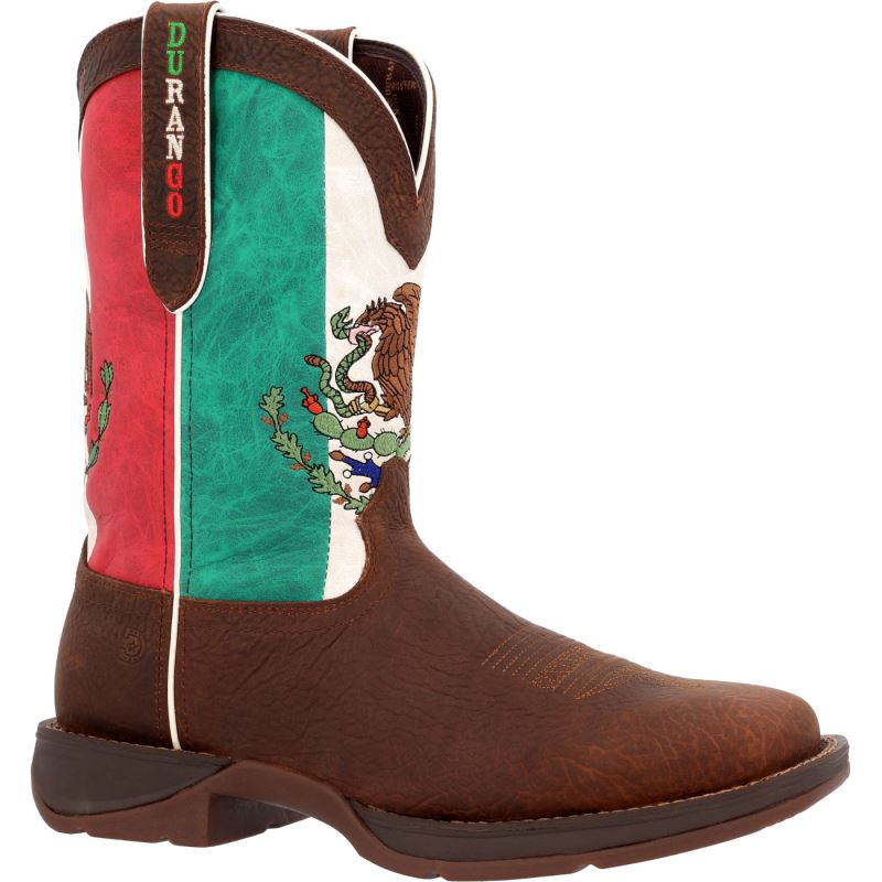 Durango|Rebel by Durango Steel Toe Mexico Flag Western Boot-Sandy Brown And Mexico Flag