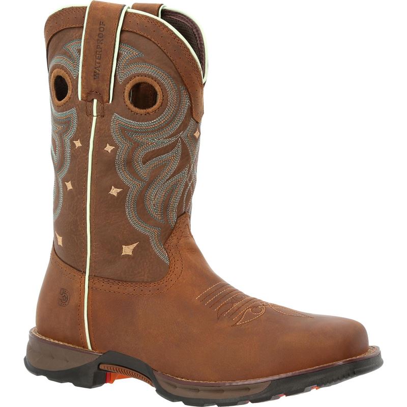 Durango|Maverick Women's Steel Toe Waterproof Western Work Boot-Rugged Tan