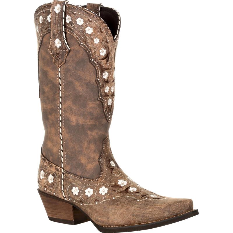 Durango|Crush by Durango Women's Floral Western Boot-Driftwood