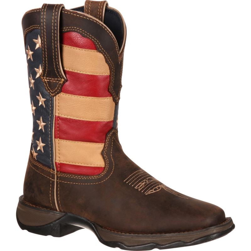 Durango|Lady Rebel by Durango Patriotic Women's Pull-On Western Flag Boot-Brown And Union Flag