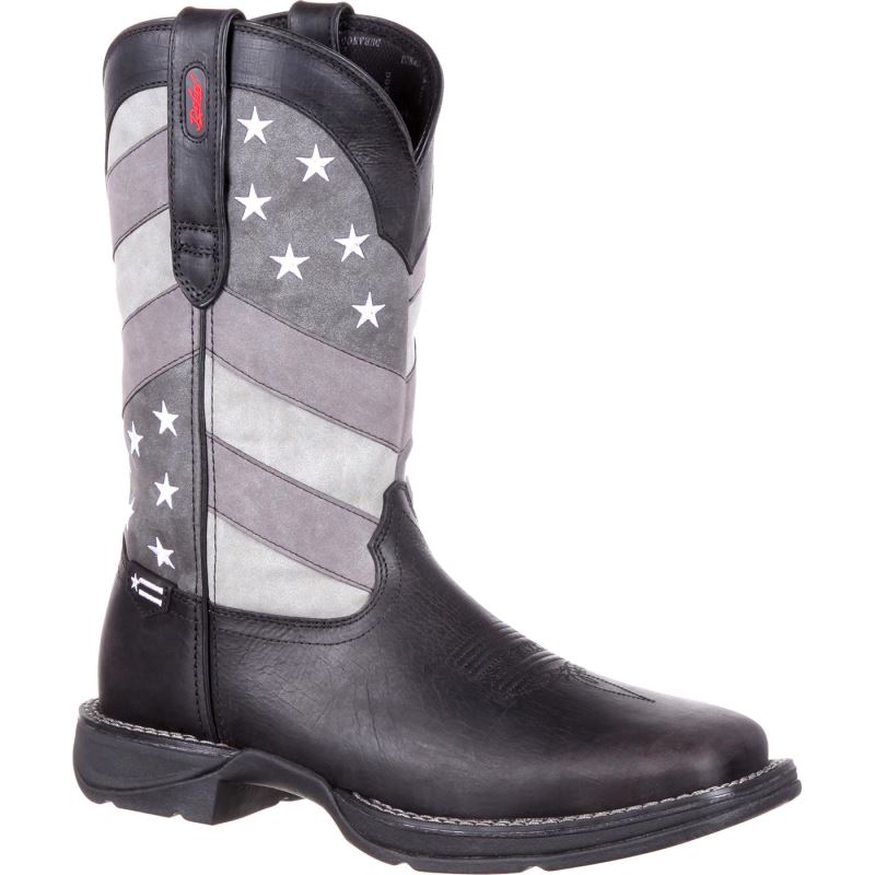 Durango|Rebel by Durango Faded Black Flag Western Boot-Black Charcoal Grey