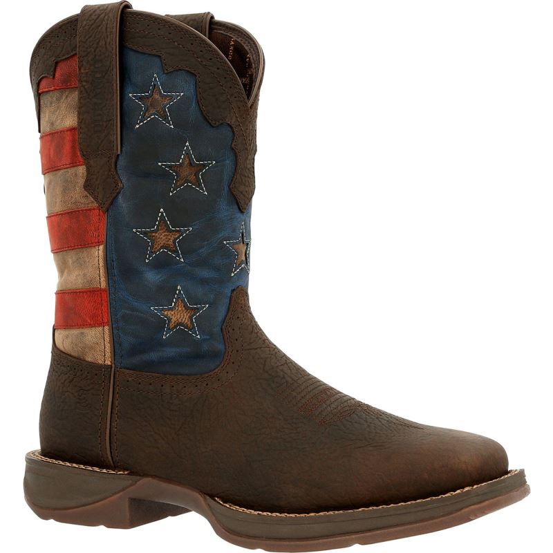 Durango|Rebel by Durango Vintage Flag Western Boot-Dark Brown And Vintage Flag