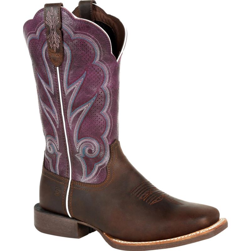 Durango|Lady Rebel Pro Women's Ventilated Plum Western Boot-Oiled Brown And Plum