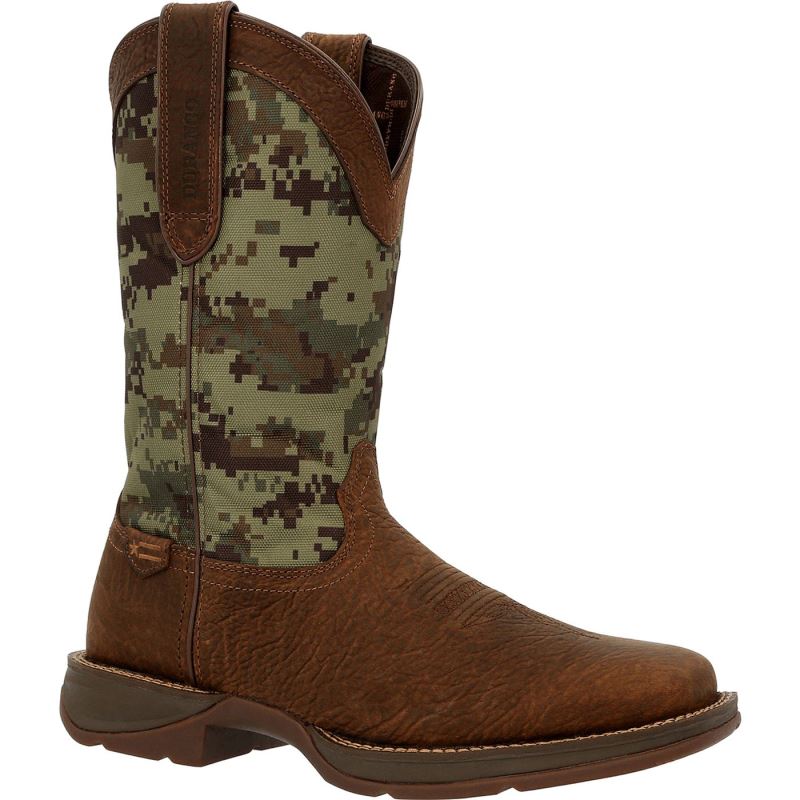 Durango|Rebel by Durango Green Digi Camo Western Boot-Dark Brown Green Digi Camo