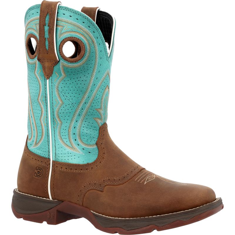 Durango|Lady Rebel by Durango Women's Tan Seashore Blue Saddle Western Boot-Hickory And Turquoise