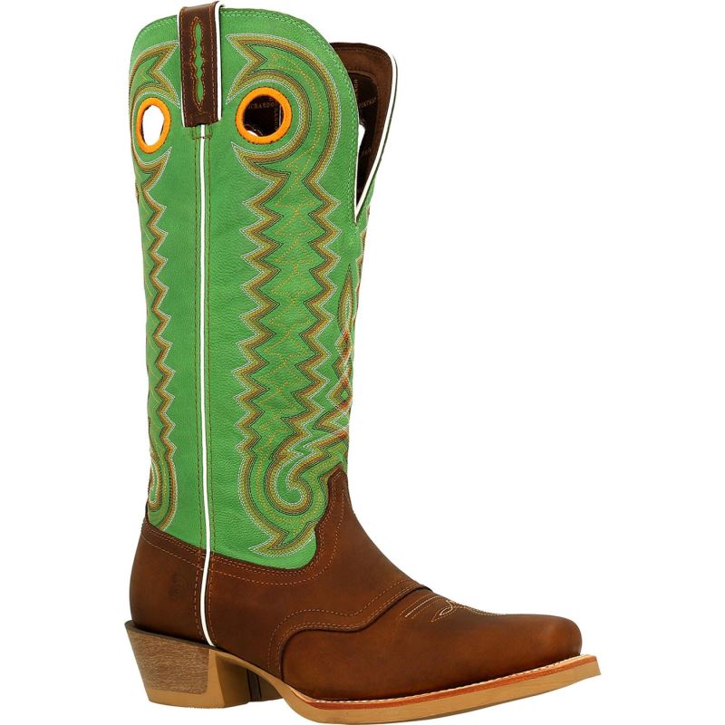 Durango|Rebel Pro Golden Brown Buckaroo Western Saddle Boot-Golden Brown Kelly Green