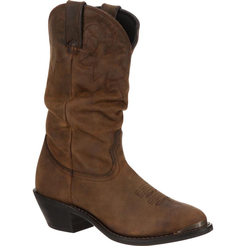 Durango|Women's Distressed Tan Slouch Western Boot-Distressed Tan