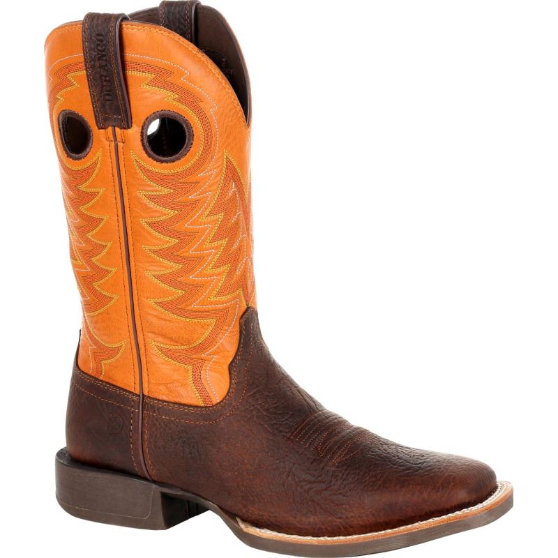 Durango|Rebel Pro Orange Western Boot-Bay Brown And Monarch Orange