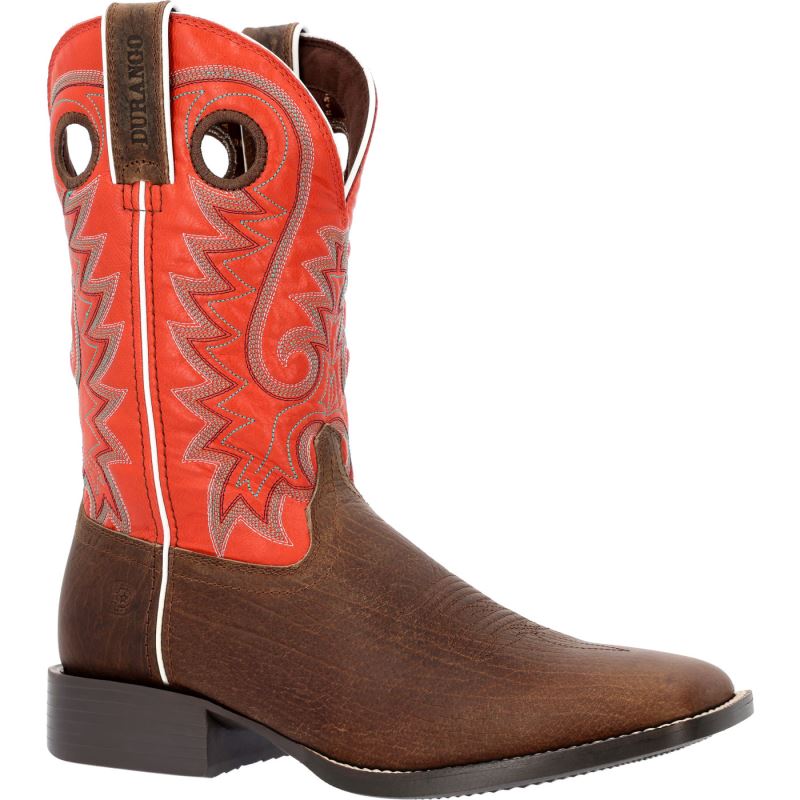 Durango|Westward Dark Hickory and Chili Red Western Boot-Mint Ash Cement