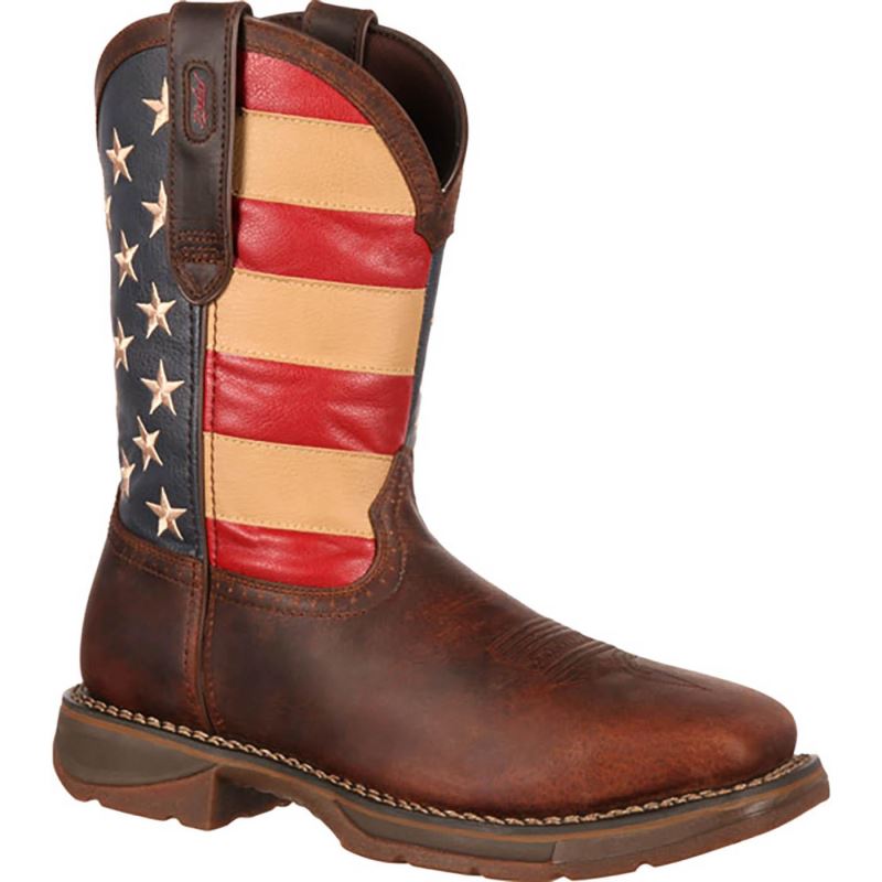 Durango|Rebel by Durango Steel Toe Flag Western Flag Boot-Dark Brown And Union Flag