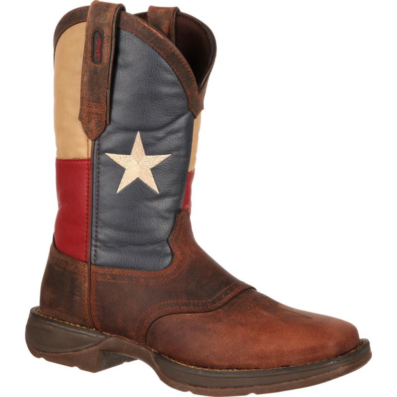 Durango|Rebel by Durango Texas Flag Western Boot-Dark Brown And Texas Flag