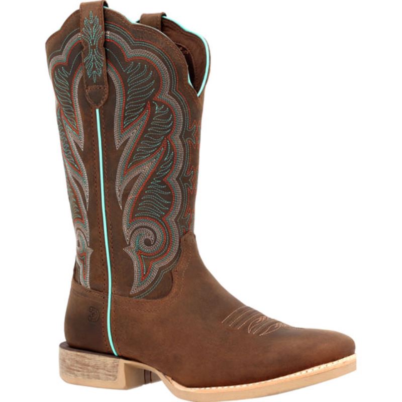 Durango|Lady Rebel Pro Women’s Juniper Brown Western Boot-Dark Chestnut And Hunter Green