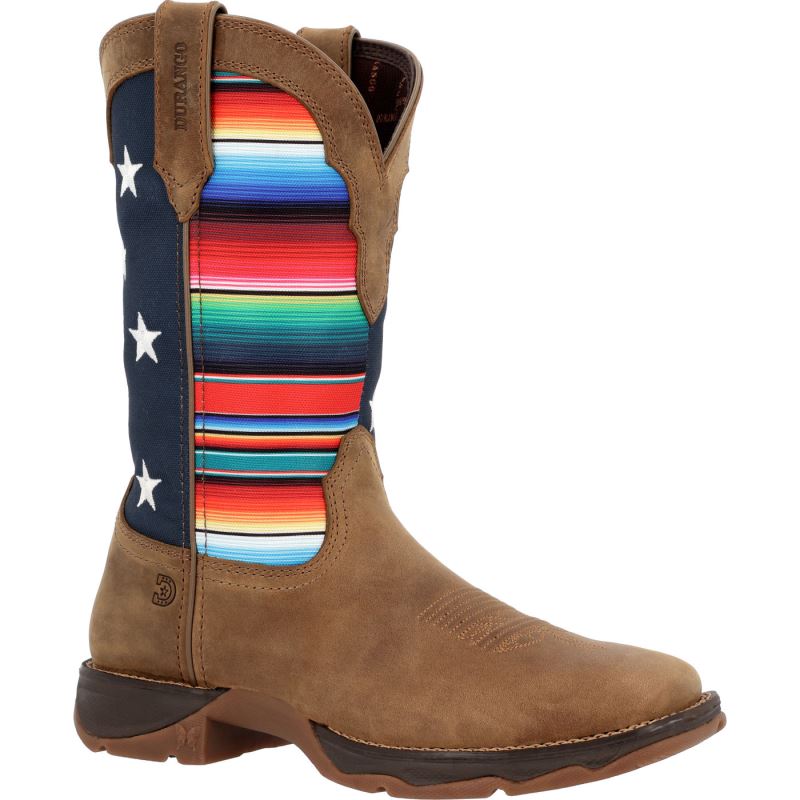 Durango|Lady Rebel by Durango Women's Dusty Brown Serape Flag Western Boot-Gunmetal Blue