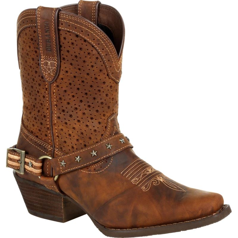 Durango|Crush by Durango Women's Brown Ventilated Shortie Boot-Bomber Brown