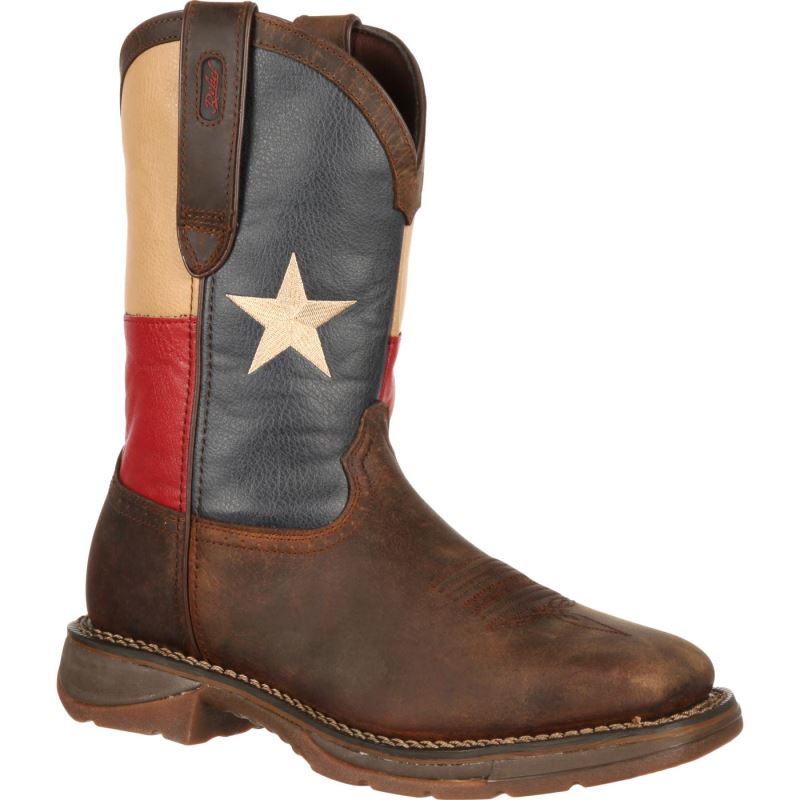 Durango|Rebel by Durango Steel Toe Texas Flag Western Boot-Dark Brown And Texas Flag