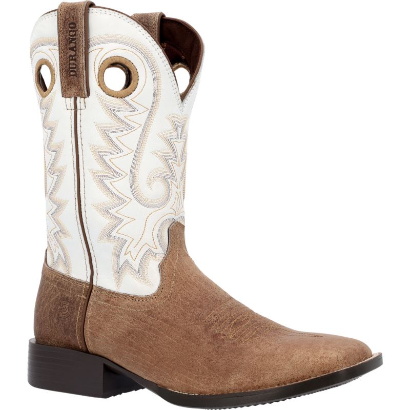 Durango|Westward Weathered Tan White Western Boot-Weathered Tan And White