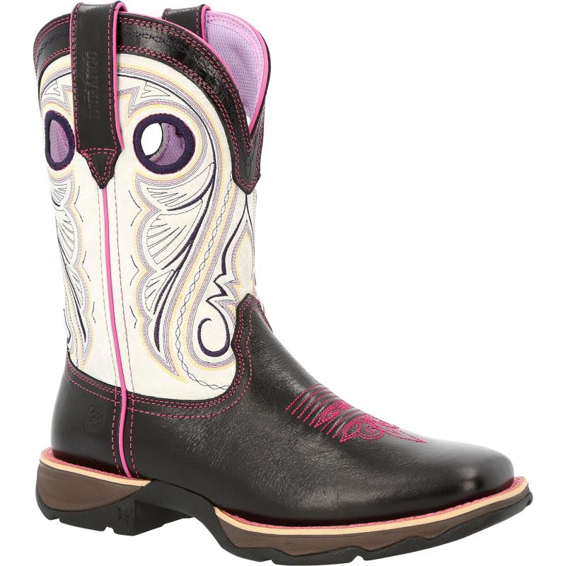 Durango|Lady Rebel by Durango Women's Raven Black White Western Boot-Dark Hickory And Chili Red