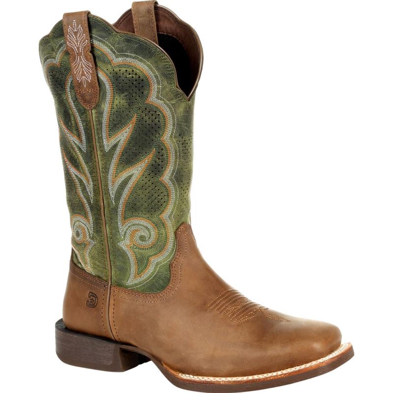 Durango|Lady Rebel Pro Women's Ventilated Olive Western Boot-Dusty Brown And Olive Green