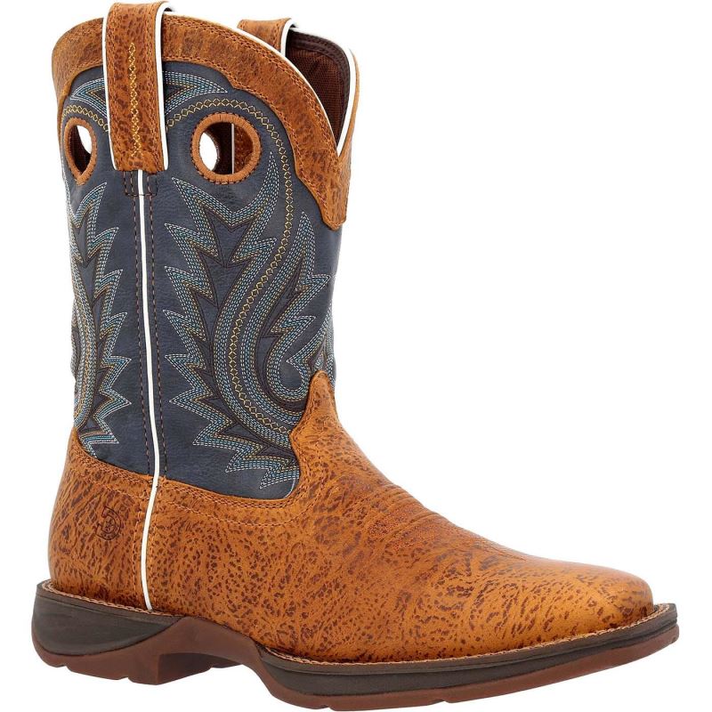 Durango|Rebel by Durango Rustic Tan Navy Western Boot-Brown And Realtree Excape
