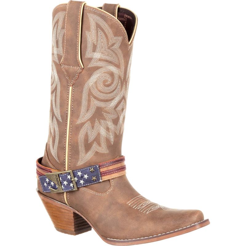 Durango|Crush by Durango Women's Flag Accessory Western Boot-Brown Khaki