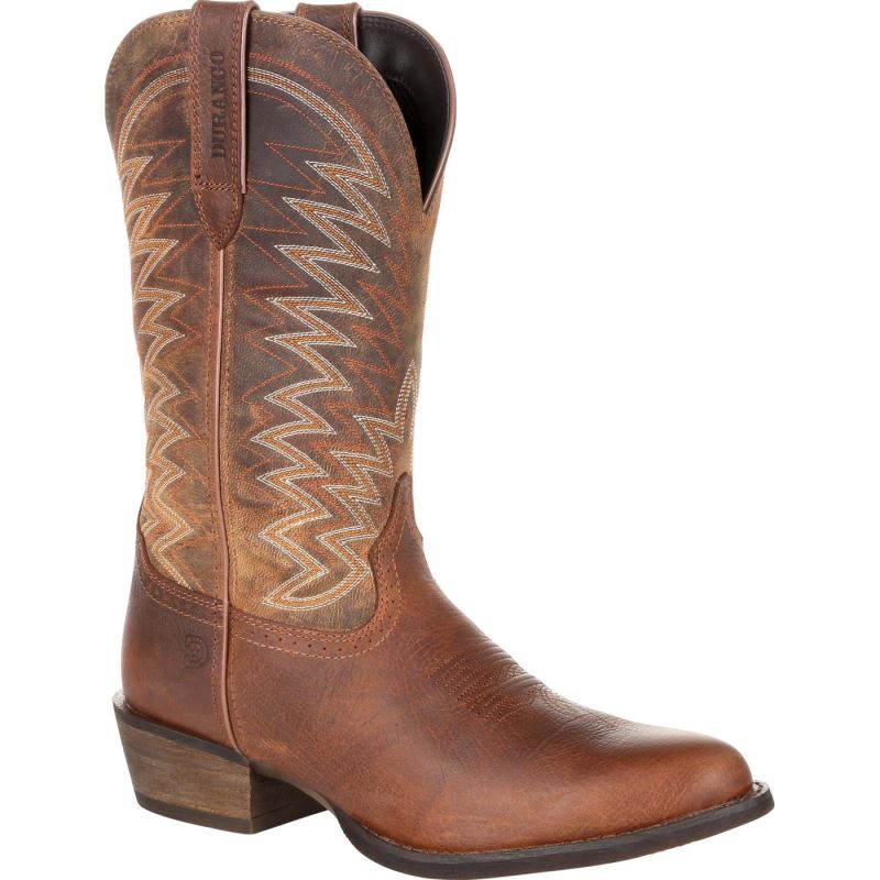 Durango|Rebel Frontier Distressed Brown R-Toe Western Boot-Distressed Sunset Velocity