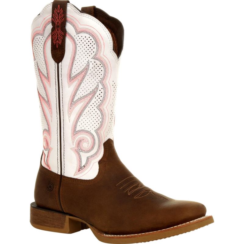 Durango|Lady Rebel Pro Women's White Ventilated Western Boot-Trail Brown And White