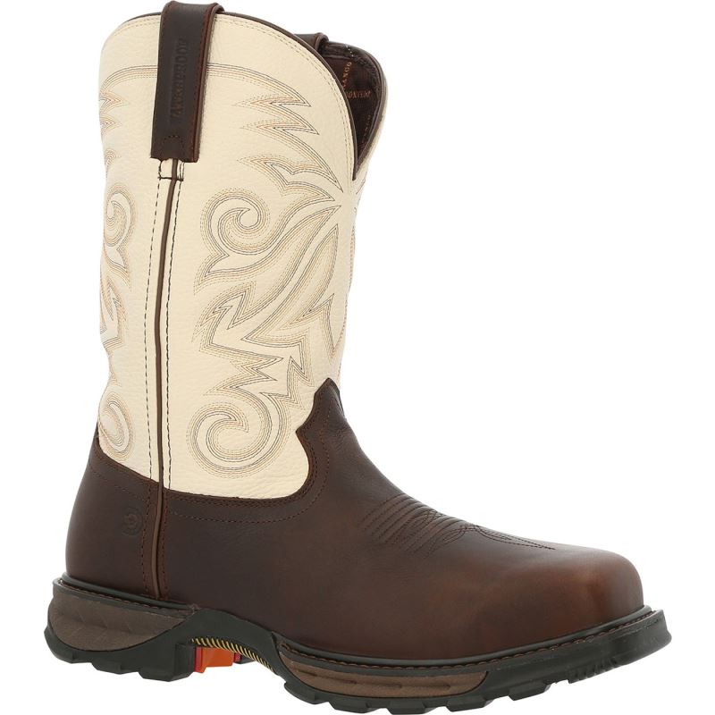 Durango|Maverick XP Composite Toe Waterproof Western Work Boot-Chocolate And White
