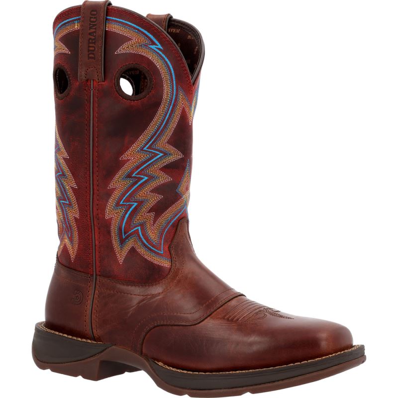 Durango|Rebel by Durango Burnished Pecan Fire Brick Western Boot-Chestnut Pink Rose