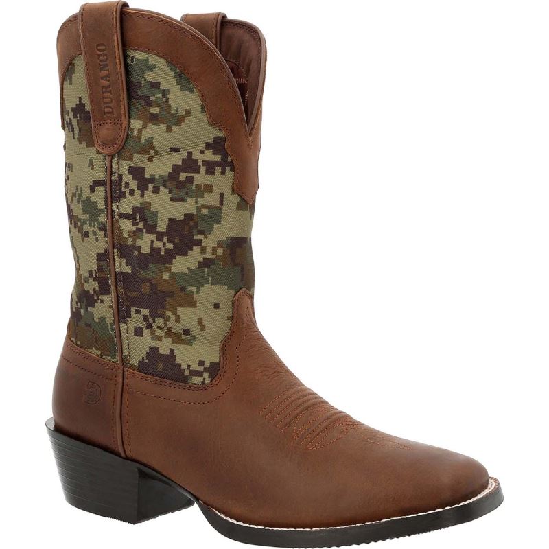 Durango|Westward Green Digi Camo Western Boot-Brown Green Digi Camo