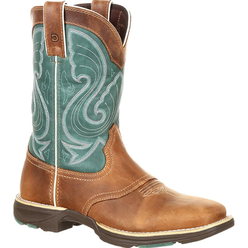 Durango|Ultra-Lite Women's Emerald Saddle Western Boot-Tan And Emerald