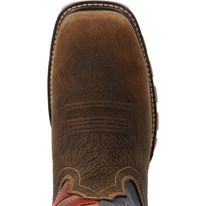 Durango|Maverick XP Composite Toe Waterproof Western Work Boot-Bark Brown Vintage Flag