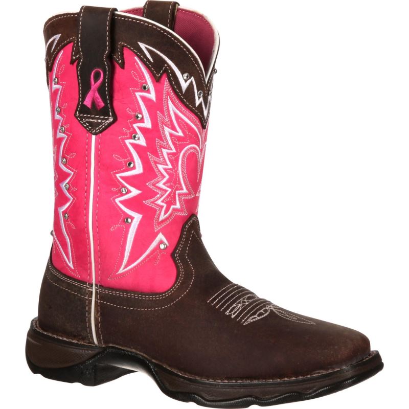 Durango|Benefiting Stefanie Spielman Women's Western Boot-Dark Brown And Pink